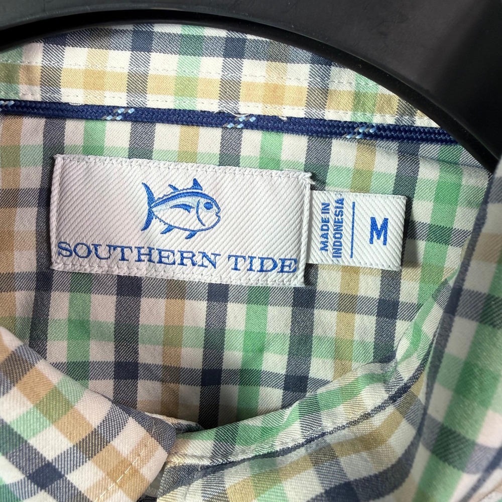 Southern Tide Button Down Shirt Mens Medium Green Plaid Performance 11436 - Picture 3 of 10